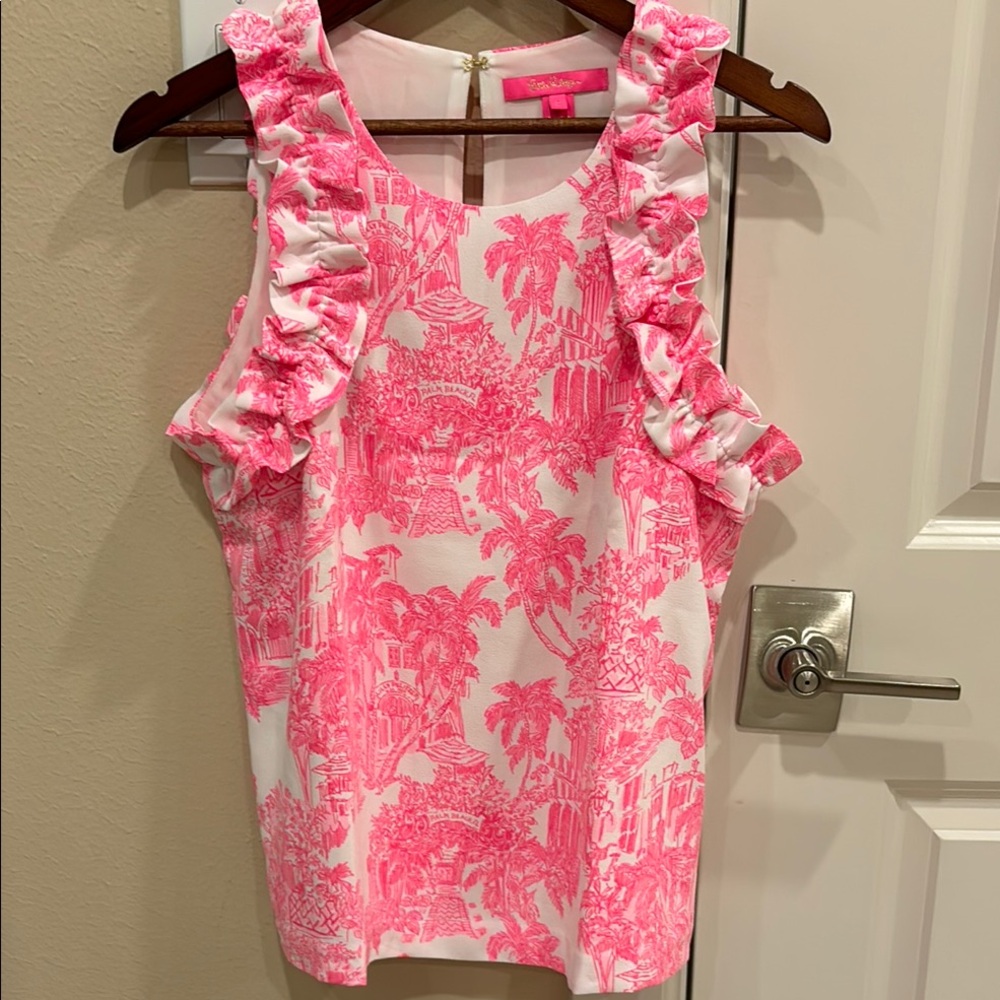 Lilly Pulitzer Pink Ruffle Sleeveless Top NEW without tags!